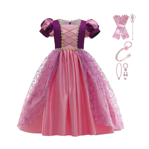 Lichtroze / Paarse Rapunzel prinseessenjurk met accessoires
