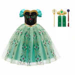 Groene Frozen Anna prinsessenjurk met complete accessoires om te verkleden als prinses