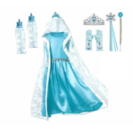 Frozen Elsa prinsessenjurk met korte losse mouwen + accessoires