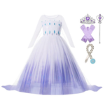 Elsa witten prinsessenjurk met lange sleep