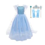 Frozen Elsa blauwe prinsessenjurk met cape