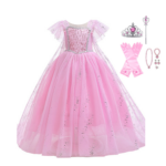 Prinsessenjurk Roze lange sleep + accessoires