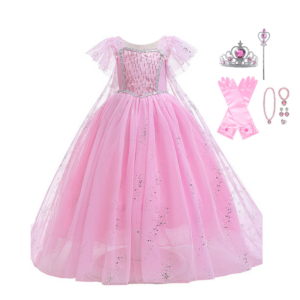 Prinsessenjurk Roze lange sleep + accessoires