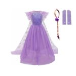 Paarse Frozen Elsa jurk met accessoires
