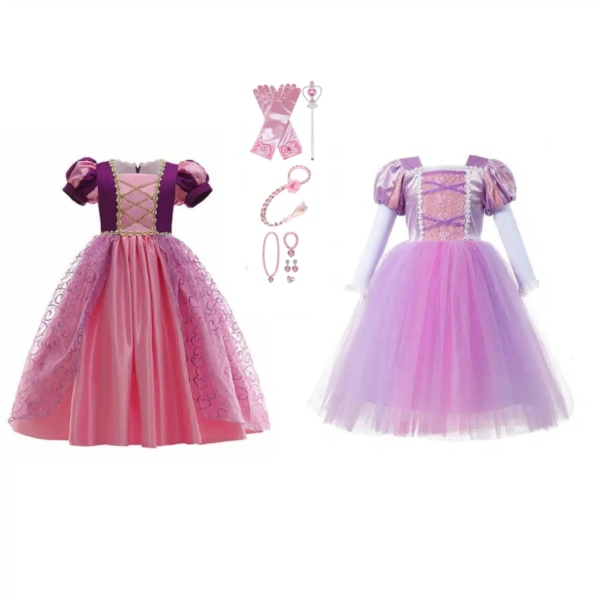 set van 2 Rapunzel prinsessenjurken met accessoires