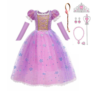 Paarse Rapunzel prinsessenjurk met accessoires