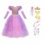 Paarse rapunzel prinsessenjurk + accessoires