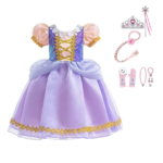 Rapunzel paarse prinsessenjurk met roze accessoires
