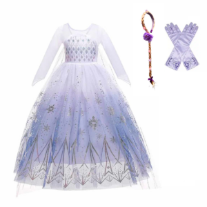 1002 Frozen Elsa prinsessenjurk met haarband en handschoenen