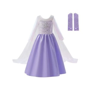 Frozen elsa paarse prinsessenjurk plus handschoenen