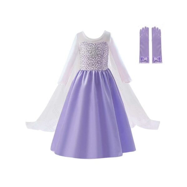 Frozen elsa paarse prinsessenjurk plus handschoenen