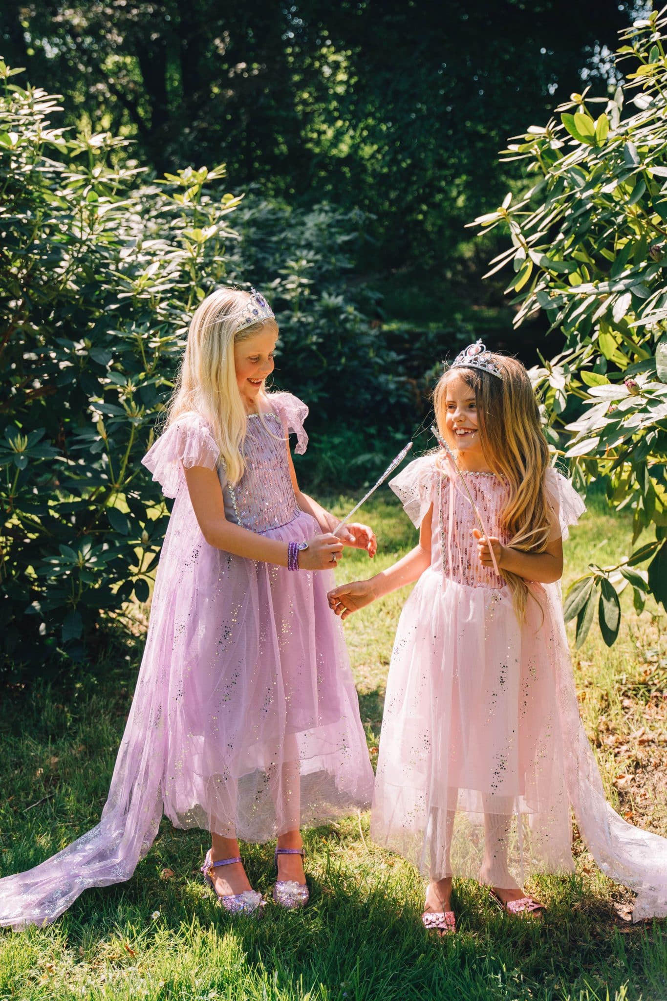 Elsa 2x luxe prinsessenjurken - blauw - roze + accessoires - Afbeelding 4