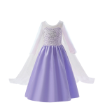 Frozen Elsa prinsessenjurk - paars + toverstaf & tiara