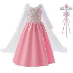 Roze prinsessenjurk  + kroon, toverstaf