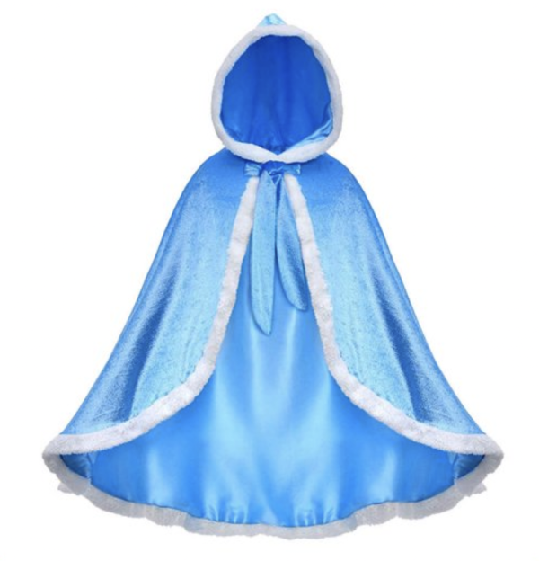 Blauwe prinsessencape met capuchon