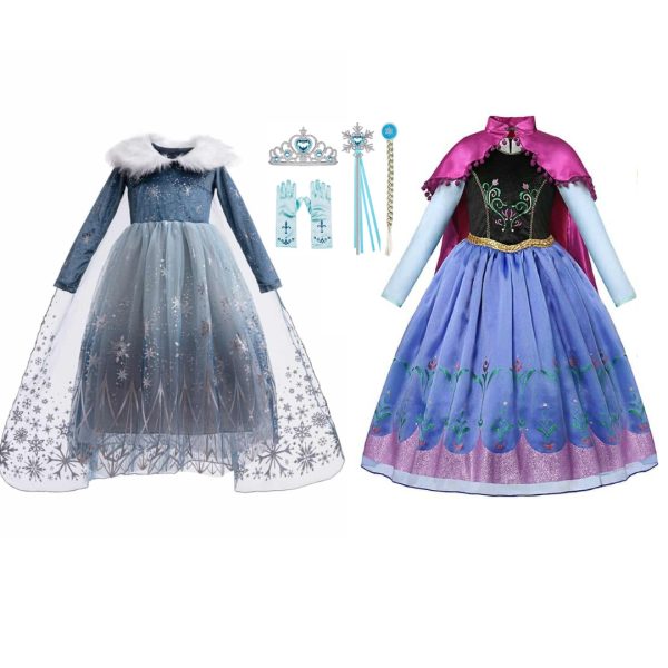 Luxe Elsa jurk + Luxe Anna jurk - Frozen voordeelpakket
