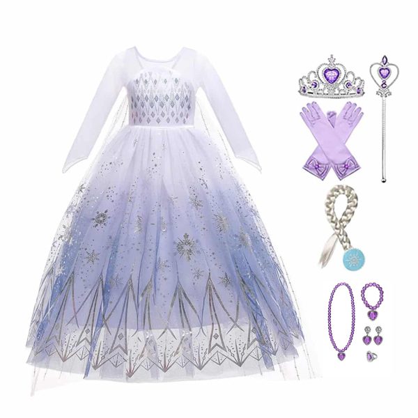 Elsa jurk + accessoires - ijskristallen prinsessenjurk