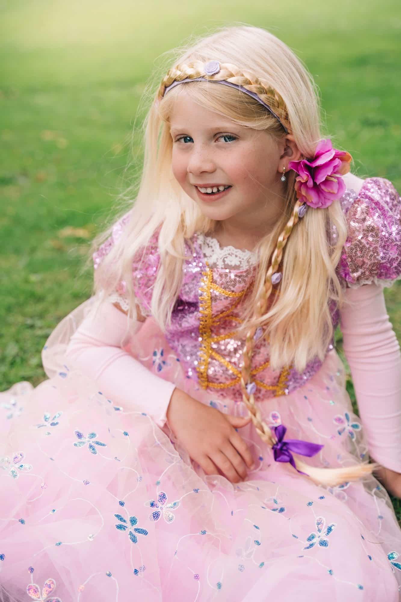 Rapunzel jurk + toverstaf + haarband met vlecht - Afbeelding 5