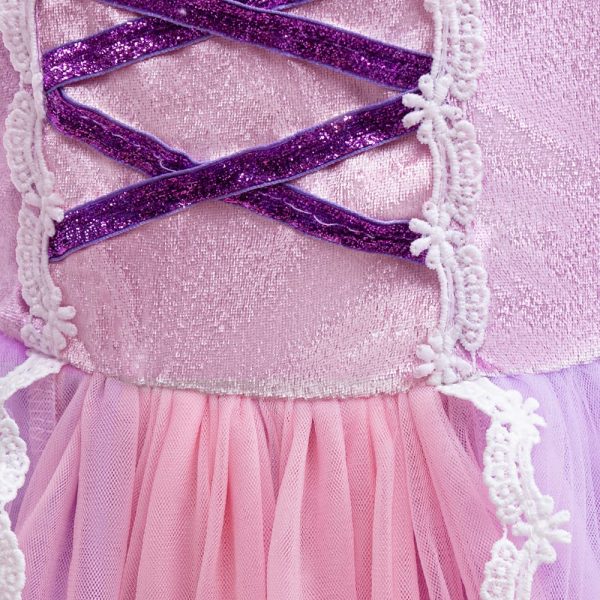 Rapunzel jurk  + haarband paarse bloemen - Afbeelding 4
