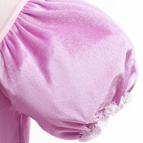 Rapunzel jurk  + haarband paarse bloemen - Afbeelding 3