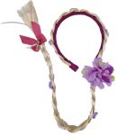 Rapunzel jurk  + haarband paarse bloemen