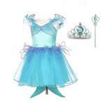 Zeemeermin jurk staart + tiara + toverstaf