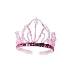 Roze tiara - kroontje met roze kralen en pailletten