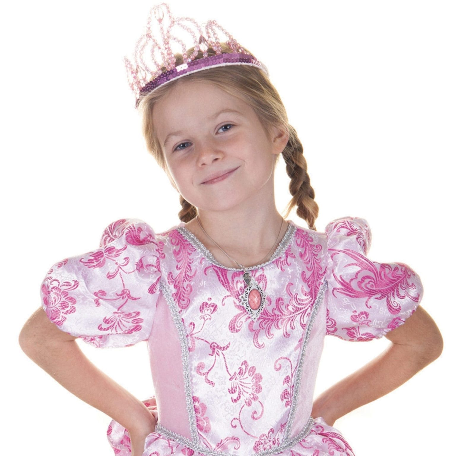 Roze tiara - kroontje met roze kralen en pailletten - Afbeelding 2