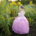 Doornroosje jurk + tiara, toverstaf- baljurk