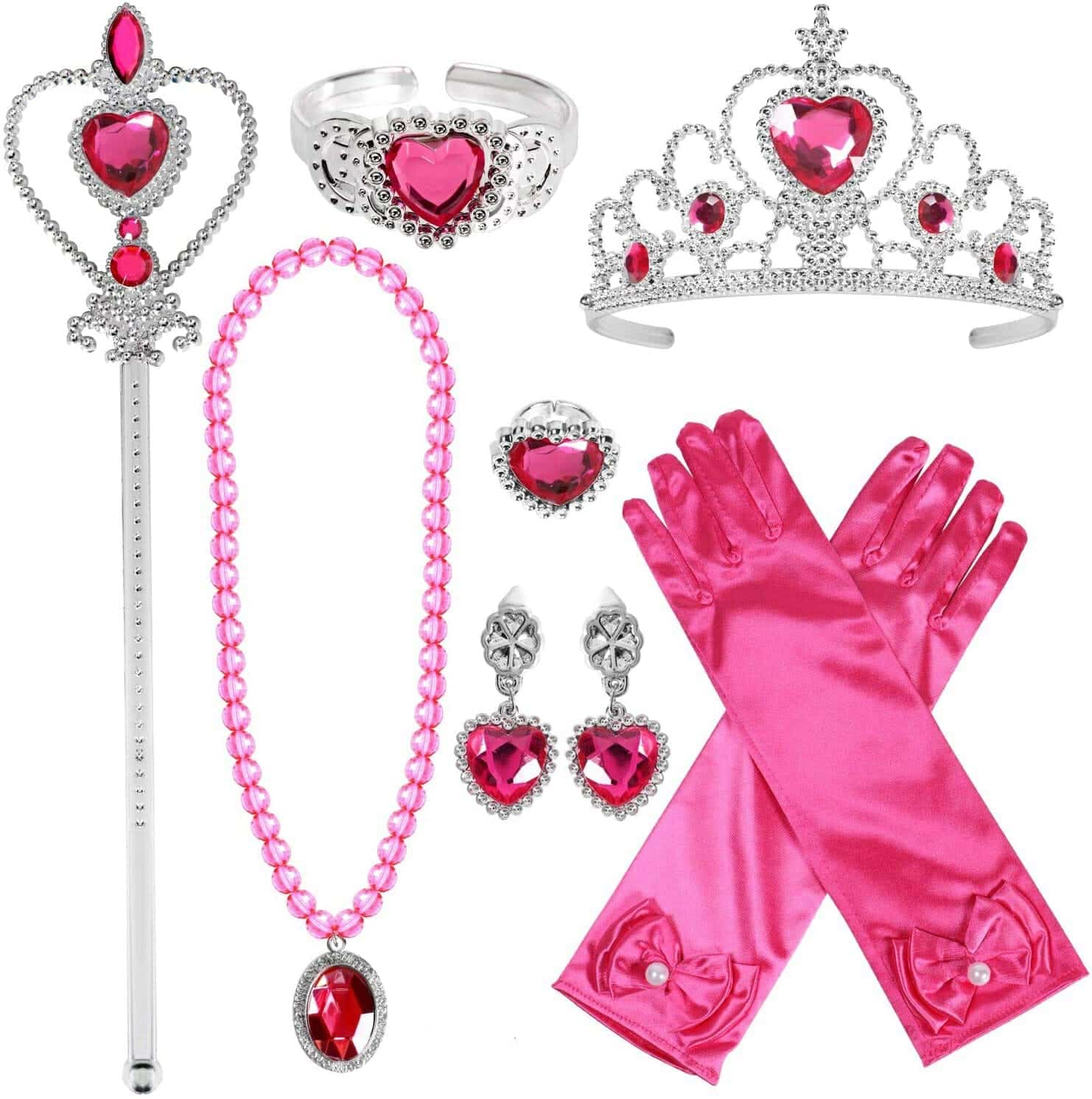 Doornroosje jurk + tiara, toverstaf, handschoenen, juwelen - Afbeelding 4
