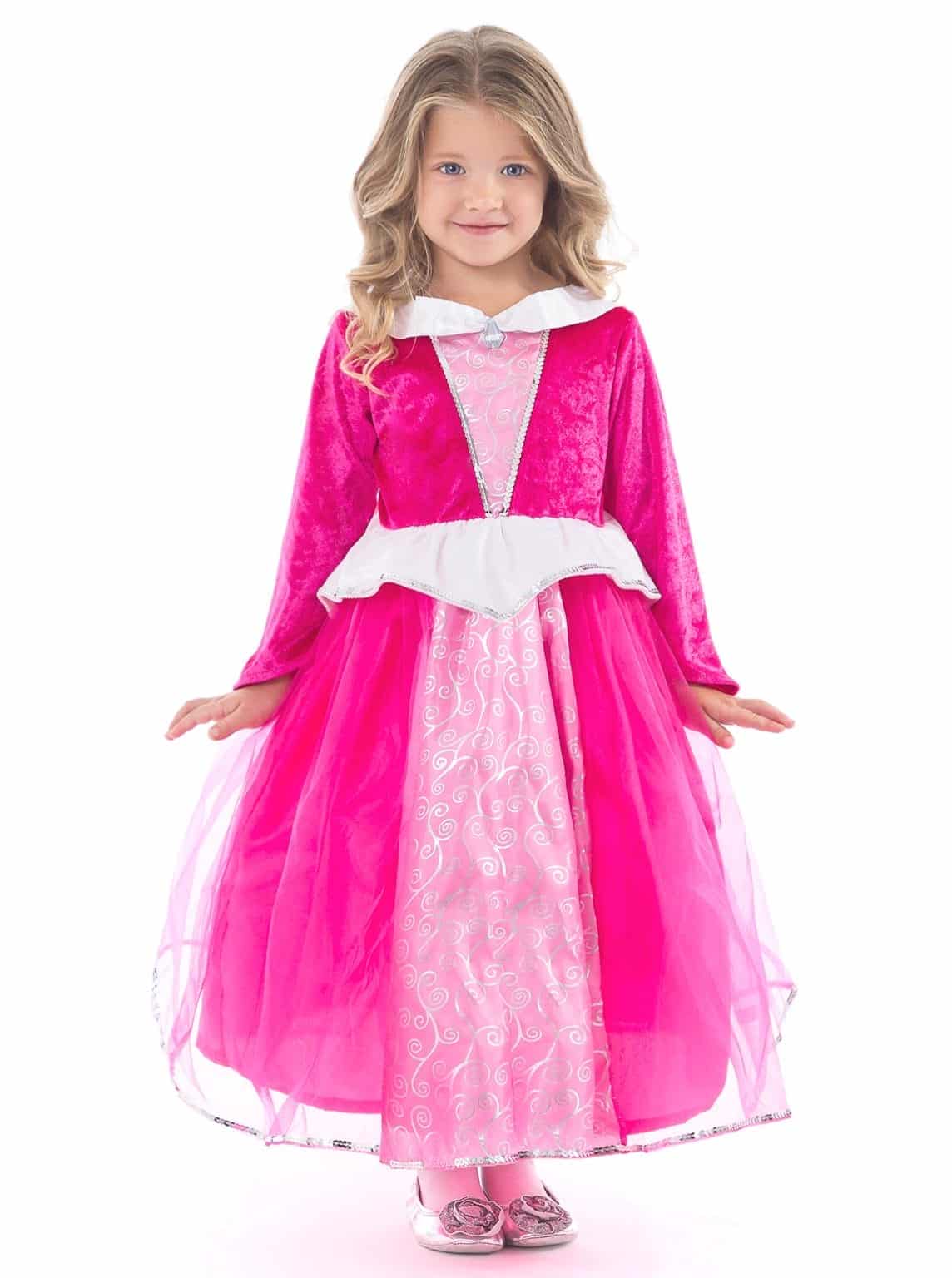 Doornroosje jurk + tiara, toverstaf, handschoenen, juwelen - Afbeelding 2