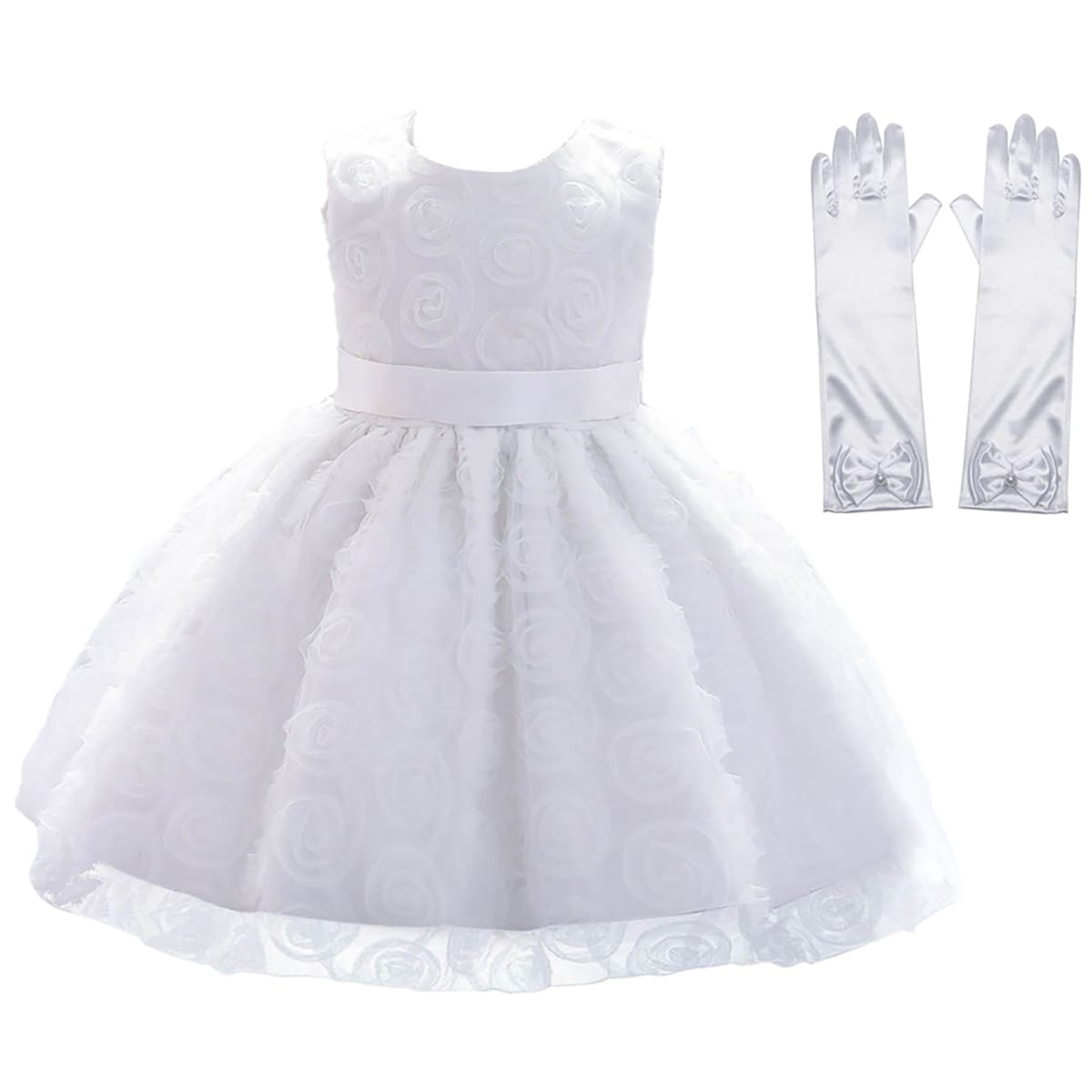 Feestjurk meisje - prinsessenjurk - baby - wit - Afbeelding 5