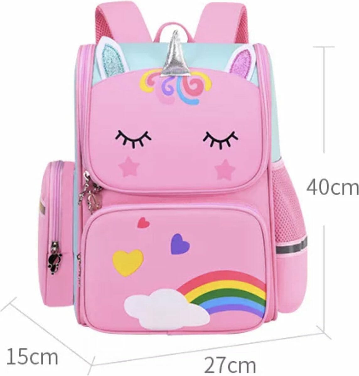 Unicorn-Rugtas-Eenhoorn-Kinderrugzak-Schooltas-Roze-40 x 27 x 15 cm - Afbeelding 2