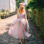 Unicorn Jurk - Eenhoorn Jurk - Paars - Haarband + Paarse prinsessenhandschoenen