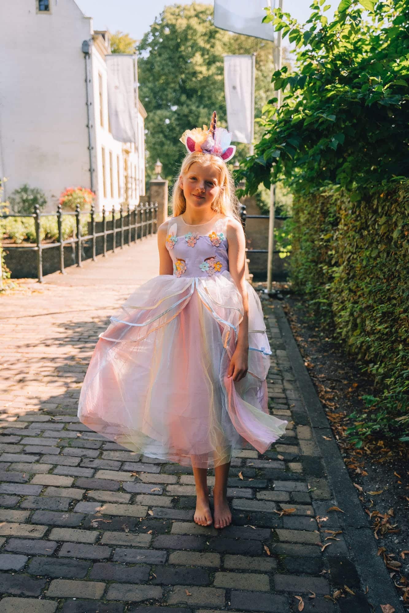 Unicorn Jurk - Eenhoorn Jurk - Paars - Haarband + Paarse prinsessenhandschoenen - Afbeelding 8