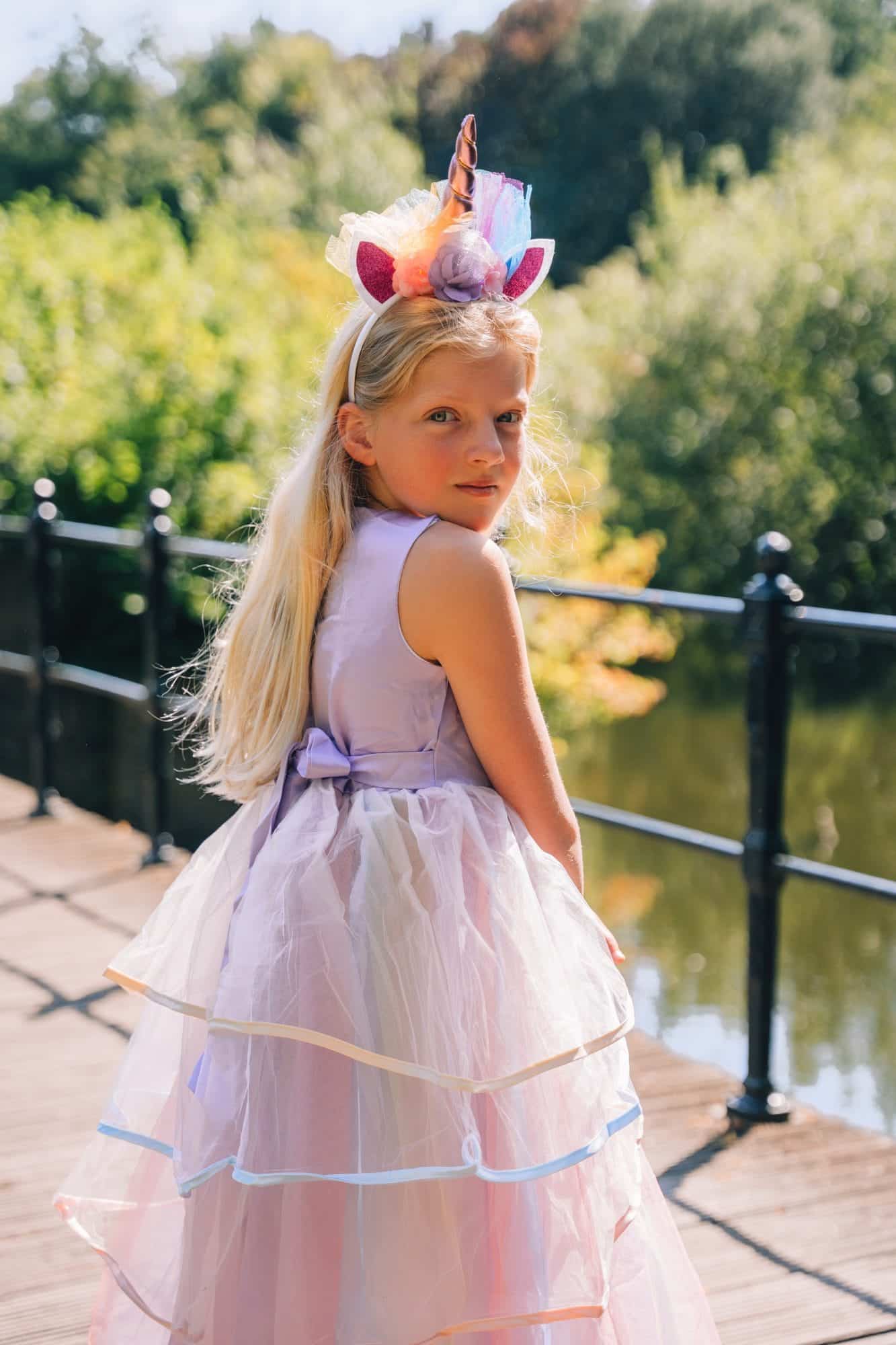 Unicorn Jurk - Eenhoorn Jurk - Paars - Haarband + Paarse prinsessenhandschoenen - Afbeelding 9