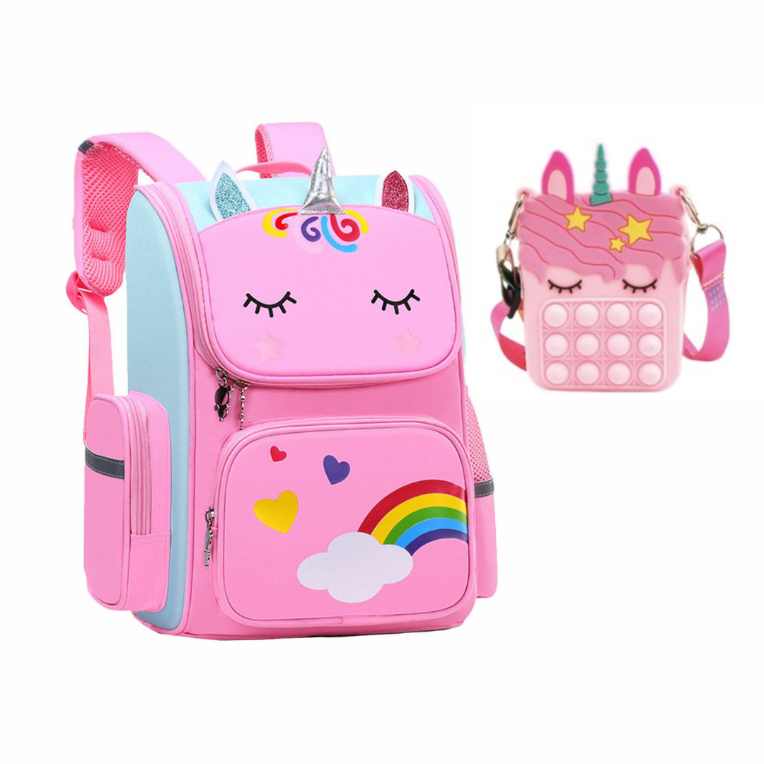 Unicorn-Rugtas-Eenhoorn-Kinderrugzak-Schooltas-Roze-40 x 27 x 15 cm