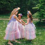 Unicorn Jurk - Eenhoorn Jurk - Paars - Haarband + Paarse prinsessenhandschoenen