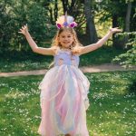 Unicorn Jurk - Eenhoorn Jurk - Paars - Haarband + Paarse prinsessenhandschoenen