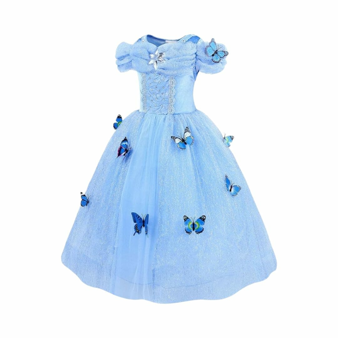 Cinderella - Assepoester blauwe prinsessenjurk vlinders - Afbeelding 3