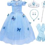 Cinderella - Assepoester blauwe prinsessenjurk vlinders