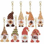 Diamond Painting Sleutelhanger - Dubbelzijdig - 8 x sleutelhanger - Kerst - Kabouters - Rood - Voor in de kerstboom - Volwassenen - Hobby - Kinderen - volledig pakket - Kinderfeestje - Maak je eigen sleutelhanger - Hanger voor aan je tas
