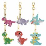 Diamond Painting Sleutelhanger - Dubbelzijdig - 6 x sleutelhanger - Dieren - Dino - Dinosaurus - Volwassenen - Hobby - Kinderen - volledig pakket - Kinderfeestje - Maak je eigen sleutelhanger - Hanger voor aan je tas