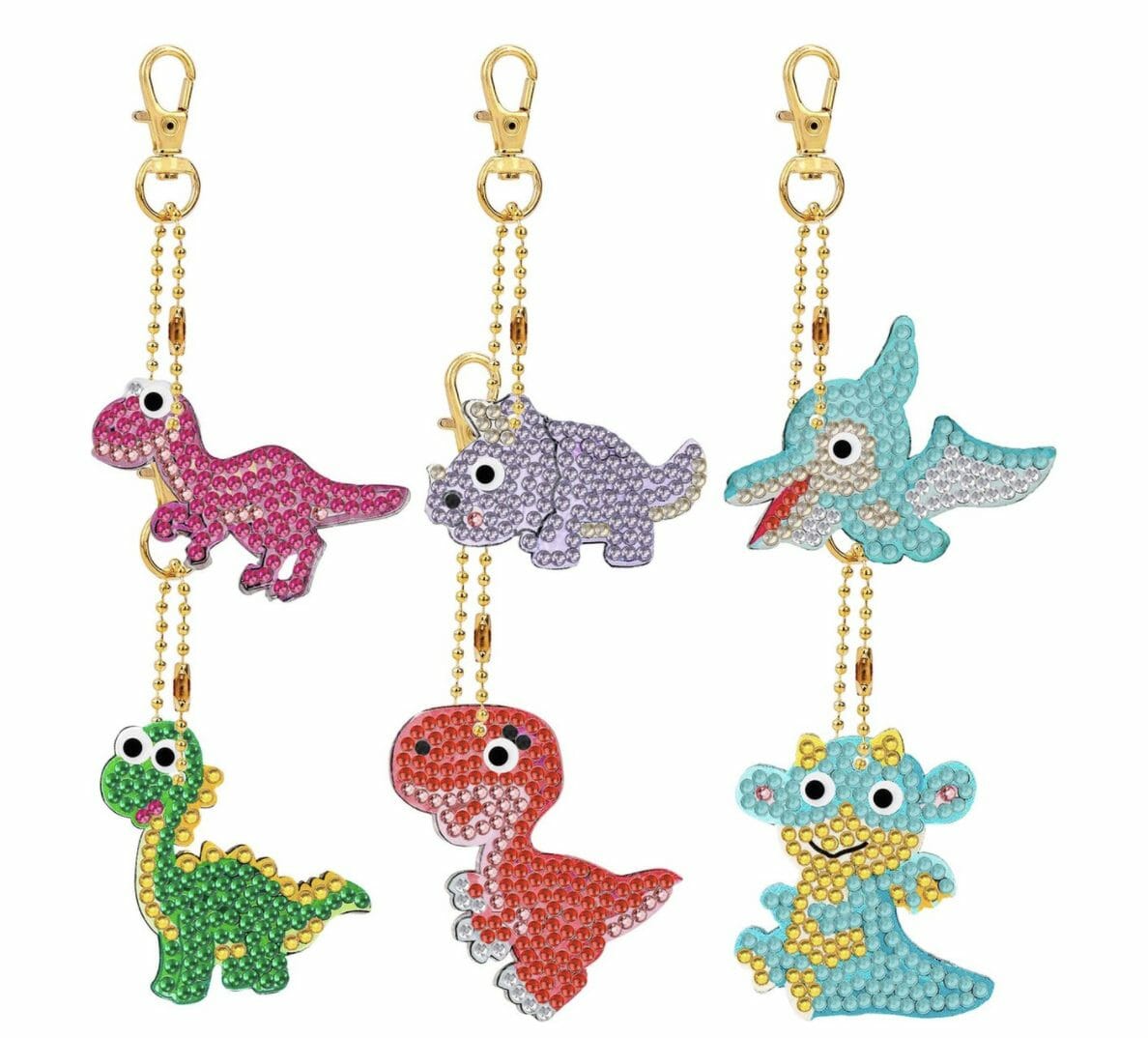 Diamond Painting Sleutelhanger - Dubbelzijdig - 6 x sleutelhanger - Dieren - Dino - Dinosaurus - Volwassenen - Hobby - Kinderen - volledig pakket - Kinderfeestje - Maak je eigen sleutelhanger - Hanger voor aan je tas