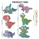 Diamond Painting Sleutelhanger - Dubbelzijdig - 6 x sleutelhanger - Dieren - Dino - Dinosaurus - Volwassenen - Hobby - Kinderen - volledig pakket - Kinderfeestje - Maak je eigen sleutelhanger - Hanger voor aan je tas