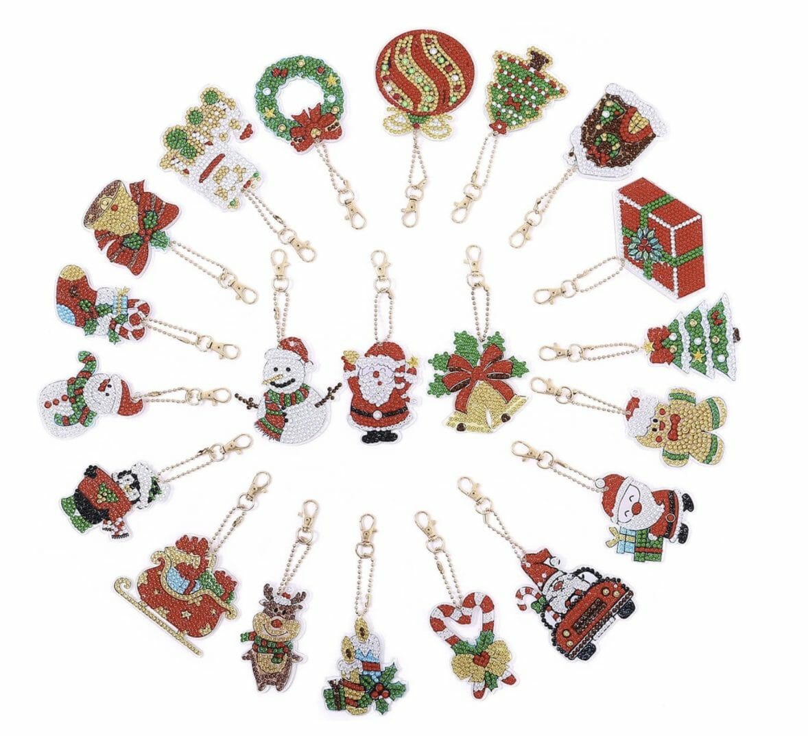 Diamond Painting Sleutelhanger - Dubbelzijdig - 21 x sleutelhanger - Kerst - Kerstman - Rendier - Volwassenen - Hobby - Kinderen - volledig pakket - Kinderfeestje - Maak je eigen sleutelhanger - Hanger voor in de kerstboom - Afbeelding 3
