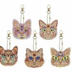 Diamond Painting Sleutelhanger - Dubbelzijdig - 5 x sleutelhanger - Dieren - Kat - Poes - Volwassenen - Hobby - Kinderen - volledig pakket - Kinderfeestje - Maak je eigen sleutelhanger - Hanger voor aan je tas