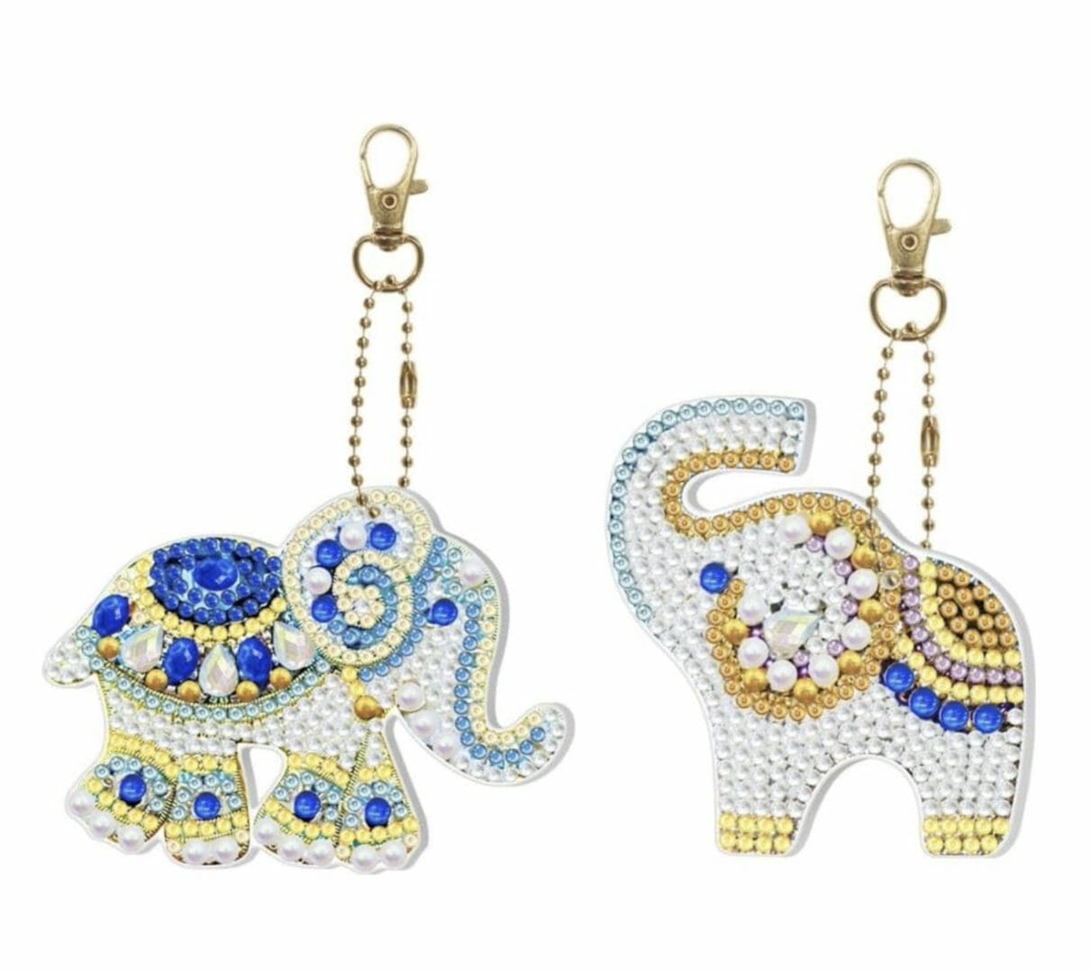 Diamond Painting Sleutelhanger - Dubbelzijdig - 2 x sleutelhanger - Dieren - Olifant - Volwassenen - Hobby - Kinderen - volledig pakket - Kinderfeestje - Maak je eigen sleutelhanger - Hanger voor aan je tas