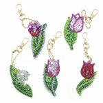 Diamond Painting Sleutelhanger - Dubbelzijdig - 5 x sleutelhanger - Tulpen - Volwassenen - Hobby - Bloemen - Kinderen - volledig pakket- Kinderfeestje - Zelf sleutelhanger maken - Hanger voor aan je tas