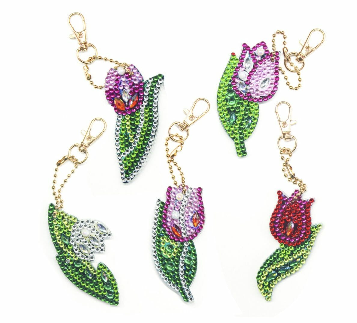 Diamond Painting Sleutelhanger - Dubbelzijdig - 5 x sleutelhanger - Tulpen - Volwassenen - Hobby - Bloemen - Kinderen - volledig pakket- Kinderfeestje - Zelf sleutelhanger maken - Hanger voor aan je tas